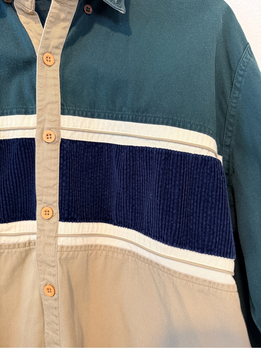 Vintage Cotton Spindle River Colorblock Corduroy Workwear Gorpcore Shirt Mens L - Picture 2 of 6